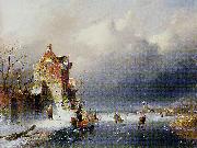 Charles Leickert, Ice View With Skaters